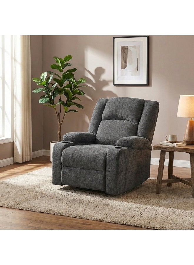 UNIKSAR Ultra-Luxury Recliner Chair with Dual Cup Holders, Side Pockets & 360° Swivel | Premium Ergonomic Reclining Armchair with Adjustable Backrest & Footrest | Soft Fabric Upholstery for Living Room, Office & Home Theater - Image 4